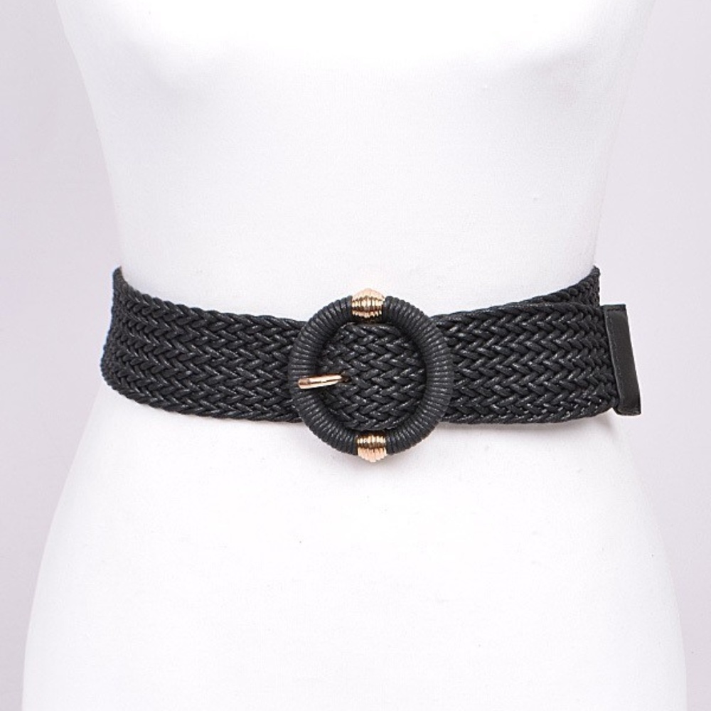 🆕 Black Braided Belt with Gold detail Buckle